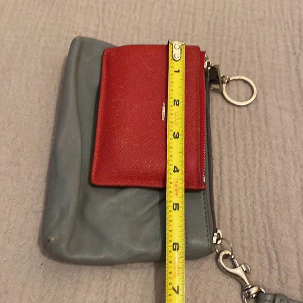 Coach Gray Pouch and Red Card Holder Set
